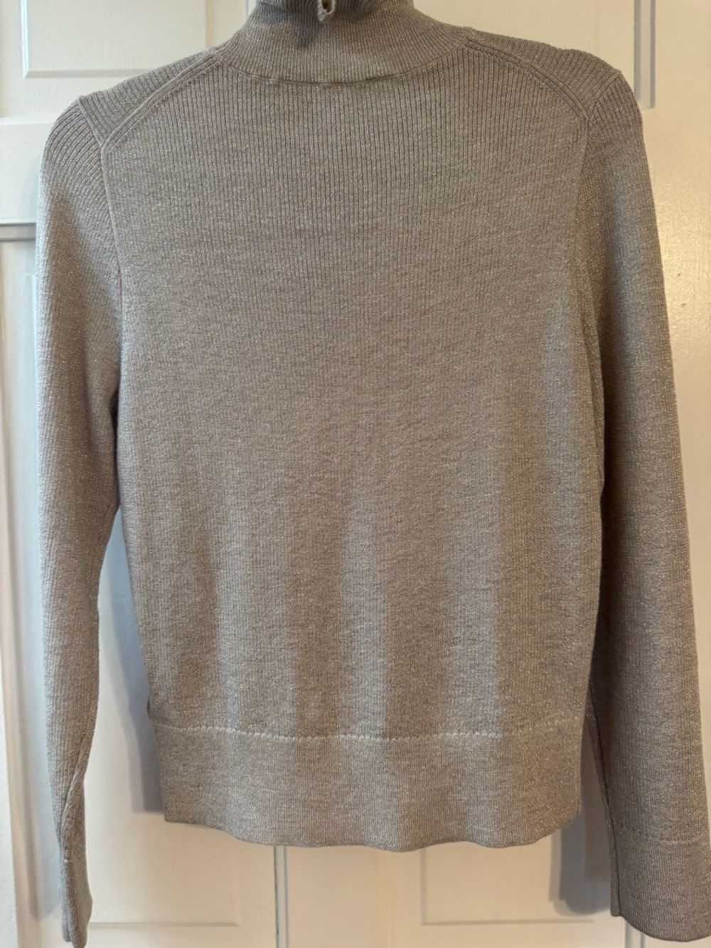 J.Crew NWT Merino Wool Ruffle Mock Neck Sweater Silver Gray Size M - Picture 5 of 7
